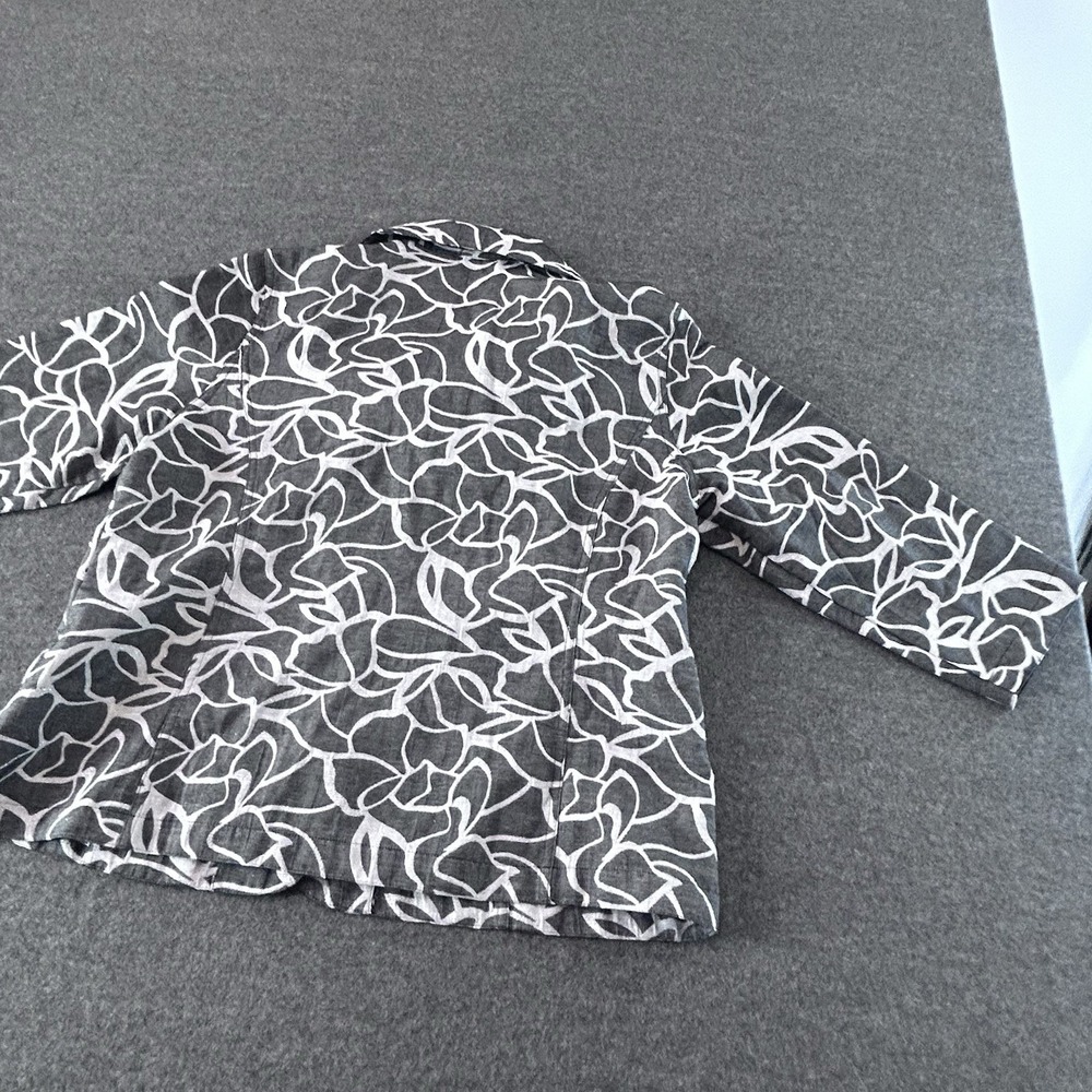 Additions By Chico's Gray & White Abstract Print Lightweight Jacket Sz 2 ; 12; L - Picture 7 of 16